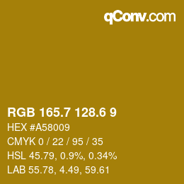 カラーコード: RGB 165.7 128.6 9 | qconv.com