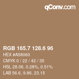 カラーコード: RGB 165.7 128.6 96 | qconv.com