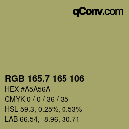 カラーコード: RGB 165.7 165 106 | qconv.com