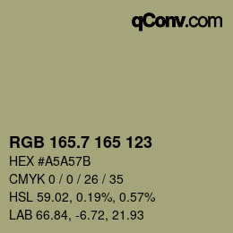 カラーコード: RGB 165.7 165 123 | qconv.com