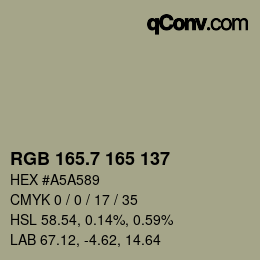 カラーコード: RGB 165.7 165 137 | qconv.com