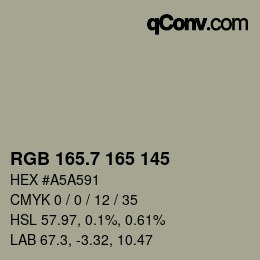 カラーコード: RGB 165.7 165 145 | qconv.com