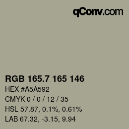 カラーコード: RGB 165.7 165 146 | qconv.com