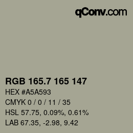 カラーコード: RGB 165.7 165 147 | qconv.com