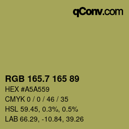 カラーコード: RGB 165.7 165 89 | qconv.com