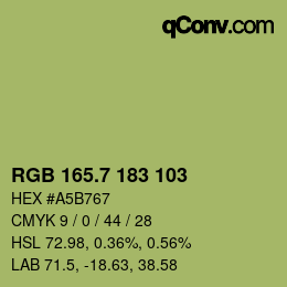 カラーコード: RGB 165.7 183 103 | qconv.com