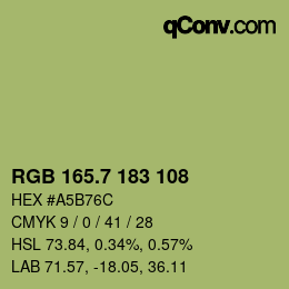 カラーコード: RGB 165.7 183 108 | qconv.com
