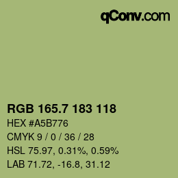 カラーコード: RGB 165.7 183 118 | qconv.com