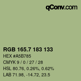 カラーコード: RGB 165.7 183 133 | qconv.com