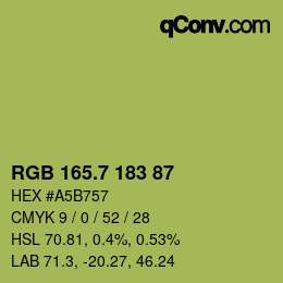 カラーコード: RGB 165.7 183 87 | qconv.com