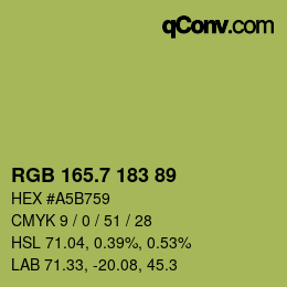 カラーコード: RGB 165.7 183 89 | qconv.com