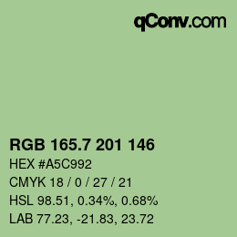 カラーコード: RGB 165.7 201 146 | qconv.com