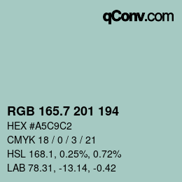 カラーコード: RGB 165.7 201 194 | qconv.com