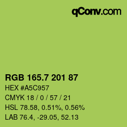 カラーコード: RGB 165.7 201 87 | qconv.com