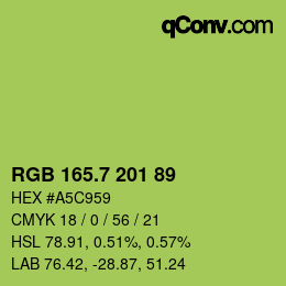 カラーコード: RGB 165.7 201 89 | qconv.com