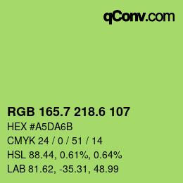 カラーコード: RGB 165.7 218.6 107 | qconv.com