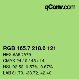 カラーコード: RGB 165.7 218.6 121 | qconv.com