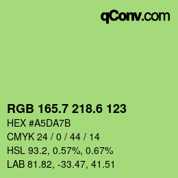 カラーコード: RGB 165.7 218.6 123 | qconv.com