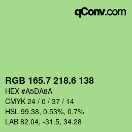カラーコード: RGB 165.7 218.6 138 | qconv.com