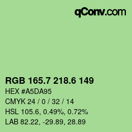 カラーコード: RGB 165.7 218.6 149 | qconv.com