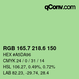 カラーコード: RGB 165.7 218.6 150 | qconv.com