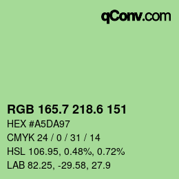 カラーコード: RGB 165.7 218.6 151 | qconv.com