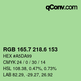 カラーコード: RGB 165.7 218.6 153 | qconv.com