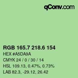 カラーコード: RGB 165.7 218.6 154 | qconv.com