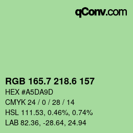 カラーコード: RGB 165.7 218.6 157 | qconv.com