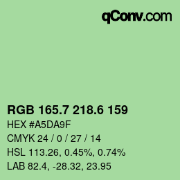 カラーコード: RGB 165.7 218.6 159 | qconv.com