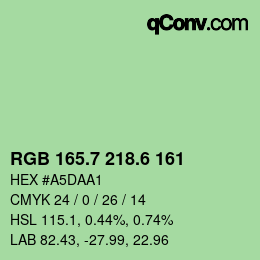 カラーコード: RGB 165.7 218.6 161 | qconv.com
