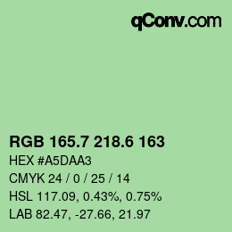 カラーコード: RGB 165.7 218.6 163 | qconv.com