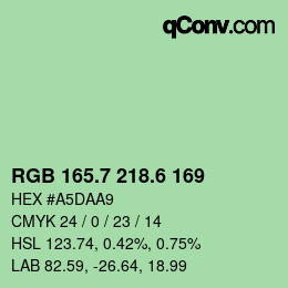 カラーコード: RGB 165.7 218.6 169 | qconv.com