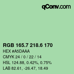 カラーコード: RGB 165.7 218.6 170 | qconv.com