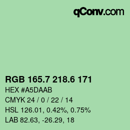 カラーコード: RGB 165.7 218.6 171 | qconv.com