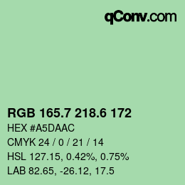 カラーコード: RGB 165.7 218.6 172 | qconv.com