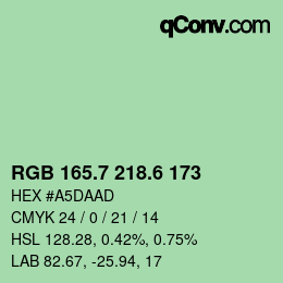 カラーコード: RGB 165.7 218.6 173 | qconv.com