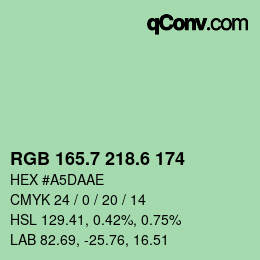 カラーコード: RGB 165.7 218.6 174 | qconv.com