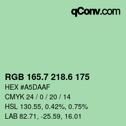 カラーコード: RGB 165.7 218.6 175 | qconv.com