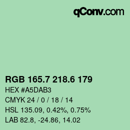 カラーコード: RGB 165.7 218.6 179 | qconv.com