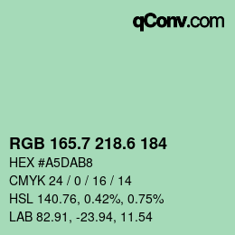 カラーコード: RGB 165.7 218.6 184 | qconv.com