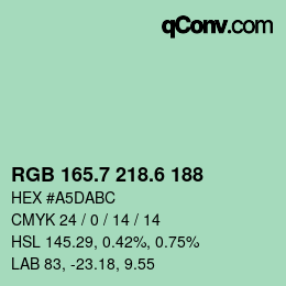 カラーコード: RGB 165.7 218.6 188 | qconv.com