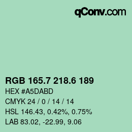 カラーコード: RGB 165.7 218.6 189 | qconv.com