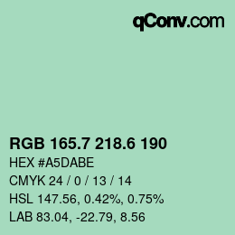 カラーコード: RGB 165.7 218.6 190 | qconv.com