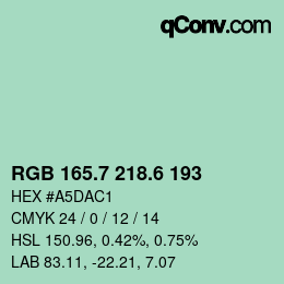 カラーコード: RGB 165.7 218.6 193 | qconv.com