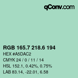 カラーコード: RGB 165.7 218.6 194 | qconv.com