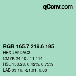 カラーコード: RGB 165.7 218.6 195 | qconv.com