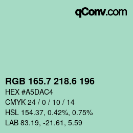 カラーコード: RGB 165.7 218.6 196 | qconv.com