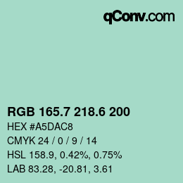 カラーコード: RGB 165.7 218.6 200 | qconv.com