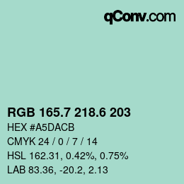 カラーコード: RGB 165.7 218.6 203 | qconv.com